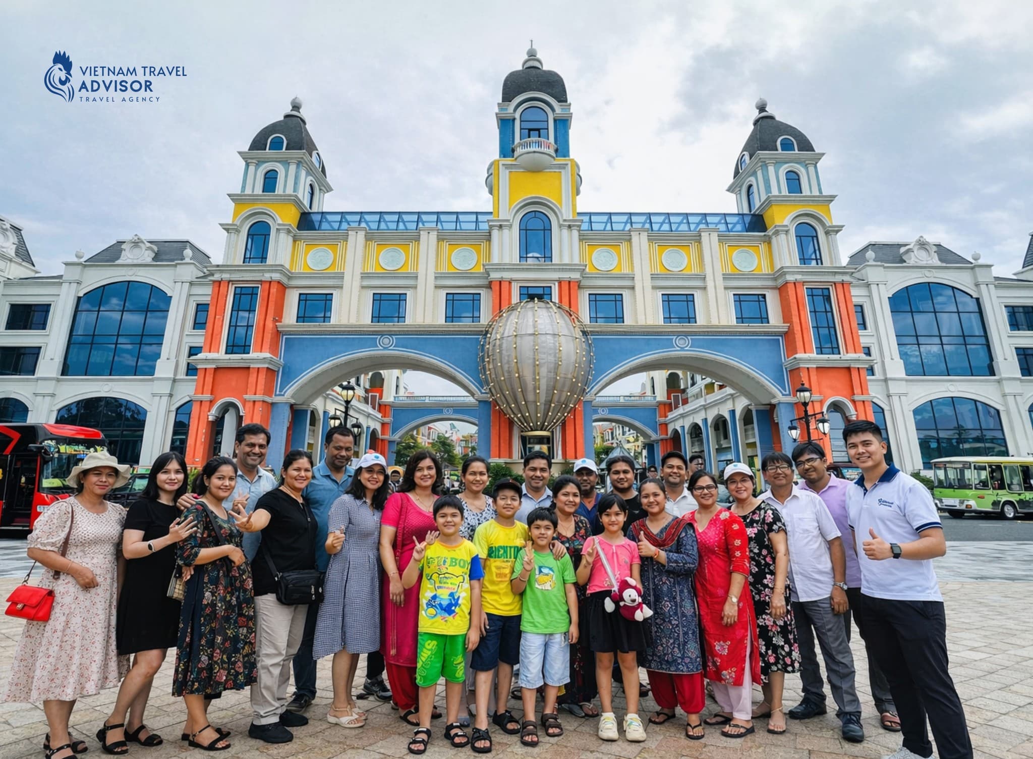 International group travelers exploring Vietnam with the local ChaloTrip team.